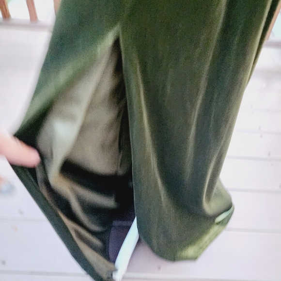 Green Evening Dress Velour One Shoulder Formal Split Side fits L - Picture 7 of 13